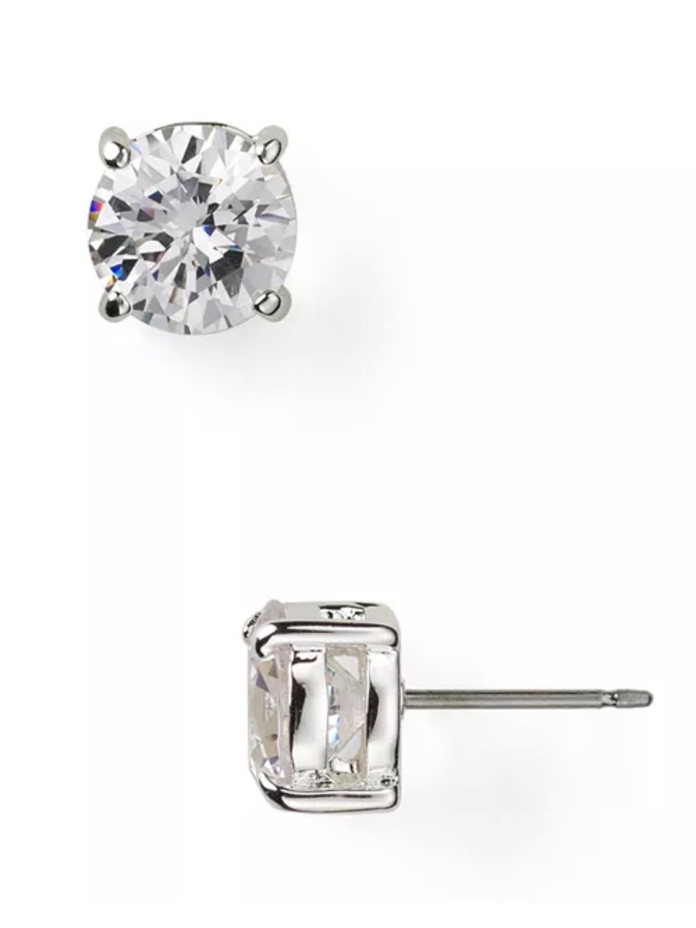 Lauren Ralph Lauren Clear Crystal Round Stud Earrings in Silver